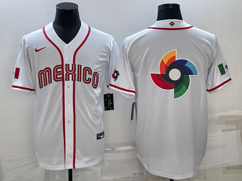 Men 2023 World Cub Mexico Blank White Nike MLB Jersey2